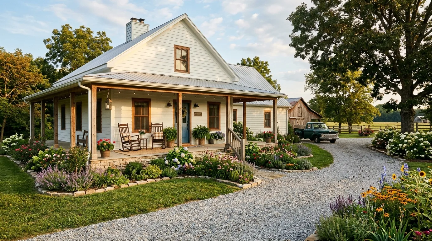 Low Flower Beds Along the Foundation